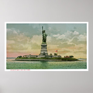 Poster Vintage Statue of Liberty, New York Harbor