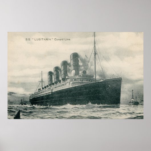 Poster Vintage Steamer SS Lusitania (Devant)