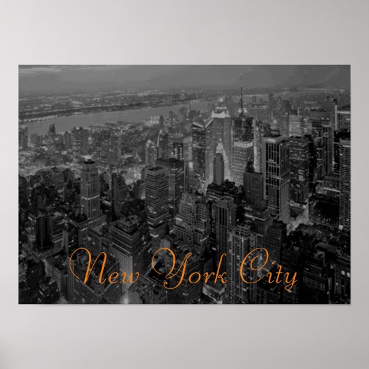 Poster vintage style New York City Script (Devant)