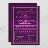 Poster vintage Style Violet Mariage Invitations (Devant / Derrière)
