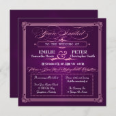 Poster vintage Style Violet Mariage Invitations (Devant / Derrière)