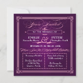 Poster vintage Style Violet Mariage Invitations (Devant)