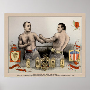 Poster Vintage Sullivan contre Kilrain Pos illustrés