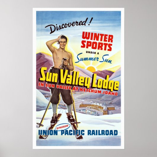Poster Vintage Sun Valley Idaho Ski Travel (Devant)
