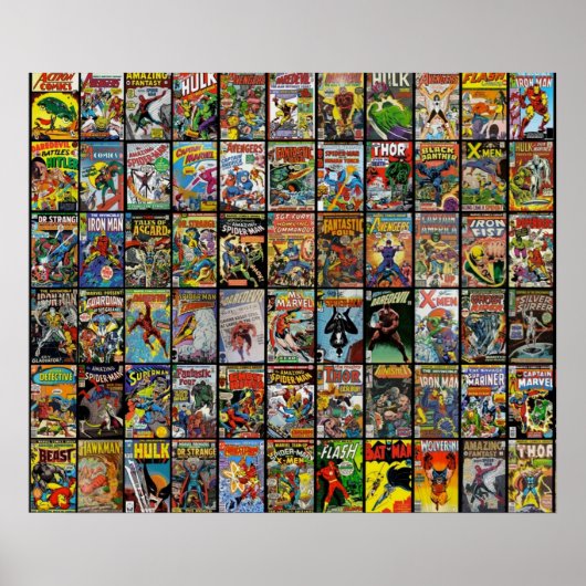 Poster Vintage Superhero Comics Collection Motif Fa (Devant)