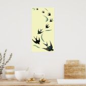 Poster Vintage Swallow Birds Art (Cuisine)