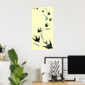 Poster Vintage Swallow Birds Art (Bureau à domicile)