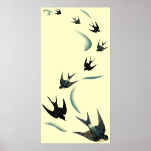 Poster Vintage Swallow Birds Art
