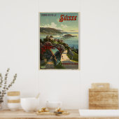 Poster Vintage Switzerland Travel Illustration Art (Cuisine)