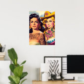 Poster Vintage Tattooed Cowgirls (Bureau à domicile)
