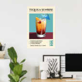 Poster Vintage Tequila Sunrise Cocktail Recipe Artwork (Bureau à domicile)