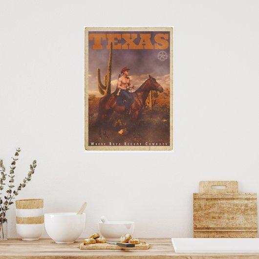 Poster vintage Texas Cowboy (Cuisine)