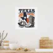 Poster Vintage Texas Cowboy (Cuisine)