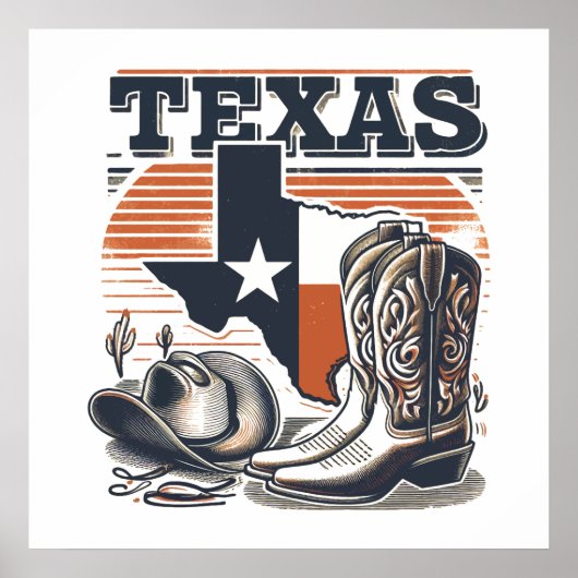 Poster Vintage Texas Cowboy (Devant)