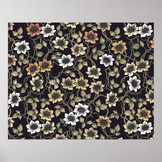 Poster Vintage Textured Anemone Floral Background | (Devant)