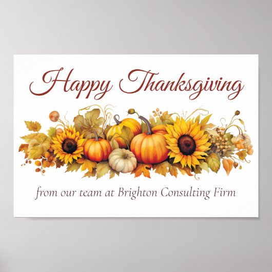 Poster Vintage Thanksgiving Citrouilles Custom Company (Devant)