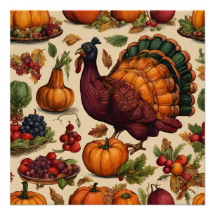 Poster Vintage Thanksgiving Turquie