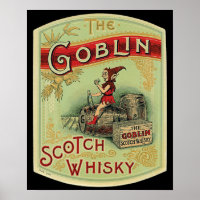 Vintage "The Goblin" Scotch Whiskey Étiquette