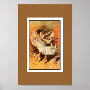 Poster Vintage Theater Two Ballet Dancers