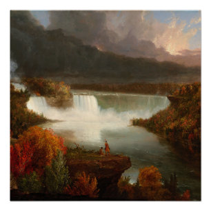 Poster Vintage Thomas Cole Vue lointaine des chutes du Ni