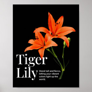 Poster Vintage Tigre Lily Fleur Jardin esthétique Natu