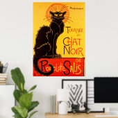 Poster Vintage Tournee de Conversation Noir - Chat noir (Bureau à domicile)