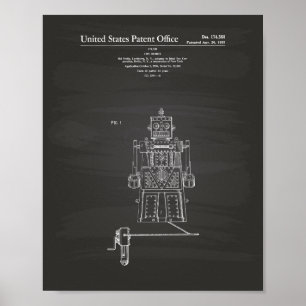 Poster Vintage Toy Robot 1955 Patent Art Chalkboard