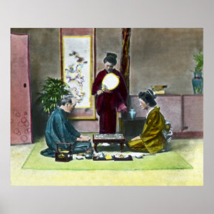 Poster Vintage Traditional Japanese Mahjong 麻雀