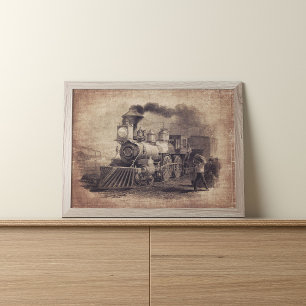 Poster Vintage Train print for furniture decoupage