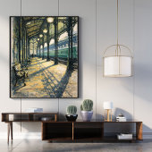 Poster vintage train station art classic railway station