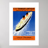 Poster vintage Transatlantic Cruise Ship (Devant)