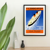 Poster vintage Transatlantic Cruise Ship