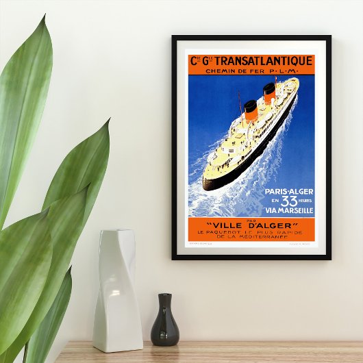 Poster vintage Transatlantic Cruise Ship