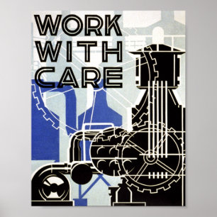 Poster vintage - Travailler avec soin - POSTER