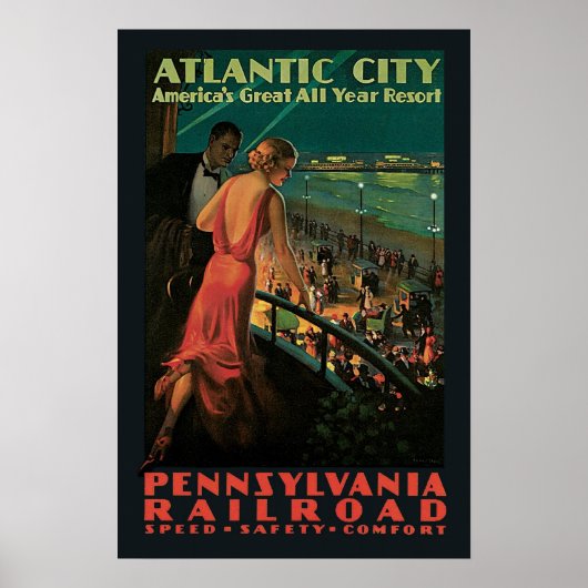 Poster Vintage travel, Atlantic City (Devant)