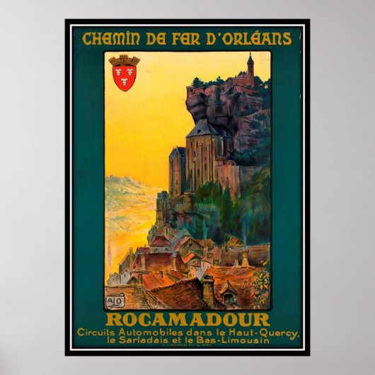 Poster Vintage travel France, Rocamadour - (Devant)