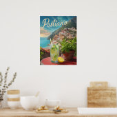 Poster Vintage Travel Positano Italie Scène rétro (Cuisine)
