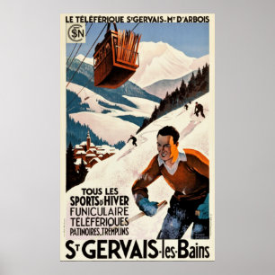 Poster Vintage Travel - St Gervais - Les Bains - France