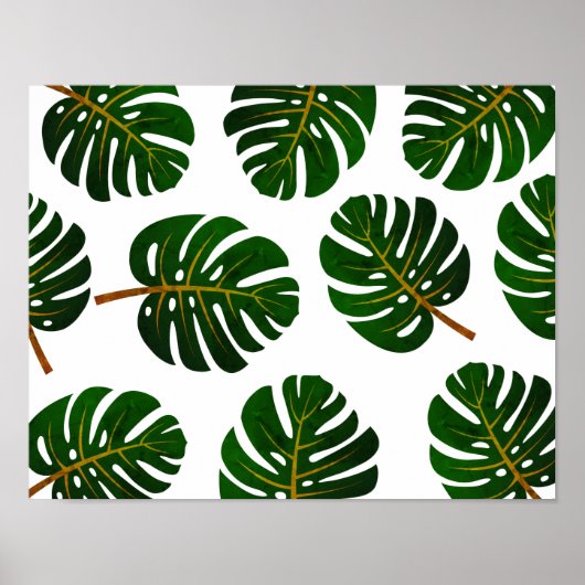 poster vintage tropical Monstera palmier feuilles  (Devant)