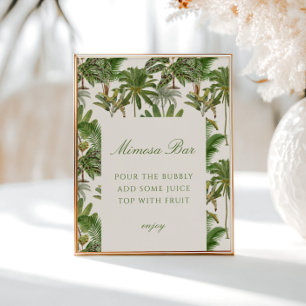 Poster Vintage Tropical Palm Tree Mimosa Bar