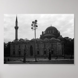 Poster Vintage Turquie Istanbul Beyazit camii mosquée
