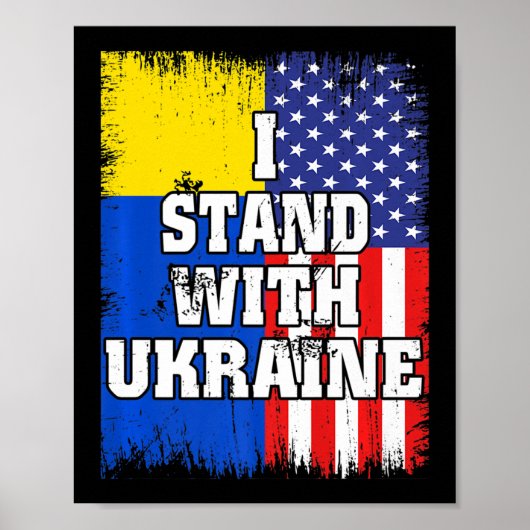 Poster Vintage Ukrainian American Flag Ukraine Patriotic  (Devant)