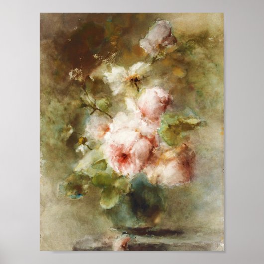 Poster Vintage Un vase avec Roses Margaretha Roosenboom (Devant)