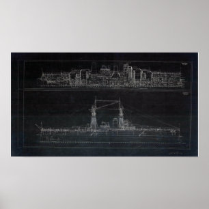 Poster Vintage USS Oklahoma Blueprints