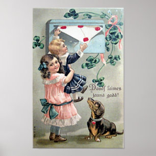 Poster Vintage Valentine Dachshund