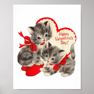 Poster Vintage Valentines Jour Chat Kitten Kitty Retro Va