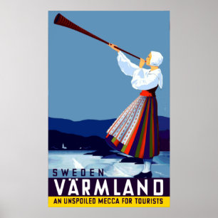 Poster Vintage Varmland Suède Voyage