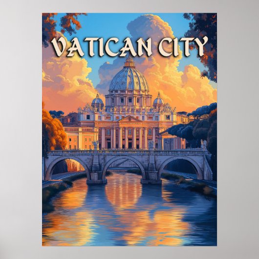 Poster Vintage Vatican City Travel (Devant)