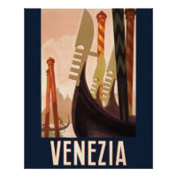 Vintage Venezia Italie Voyage Art Venise Gondole