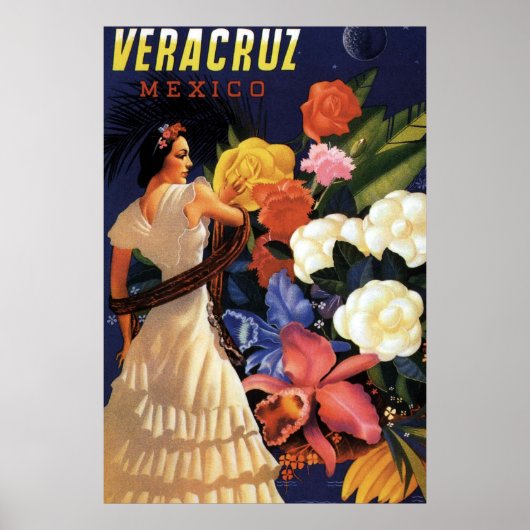 Poster Vintage Veracruz Mexique Travel (Devant)
